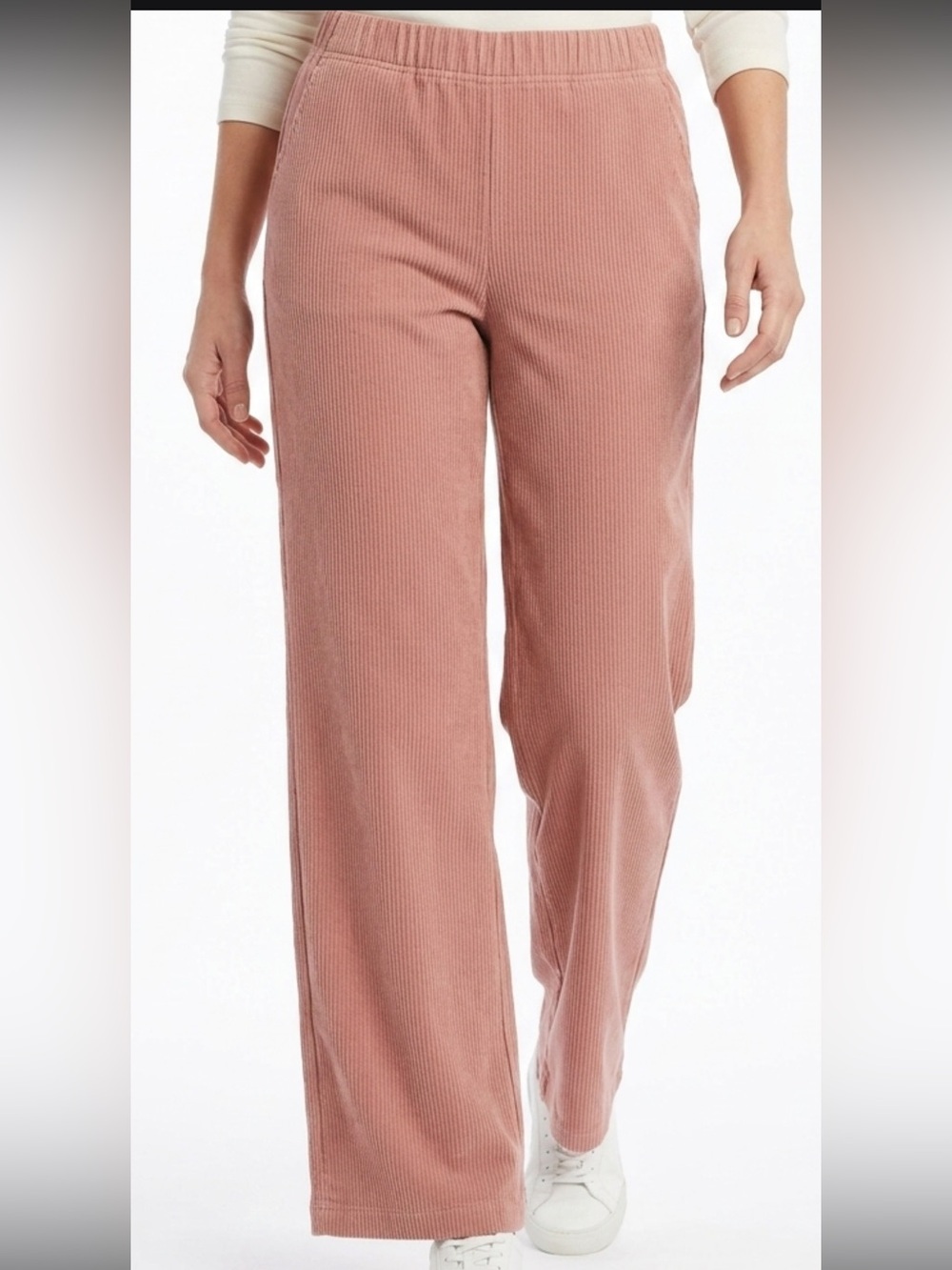 Relaxed Wide-Leg Corduroy Pants in Rose Dust
